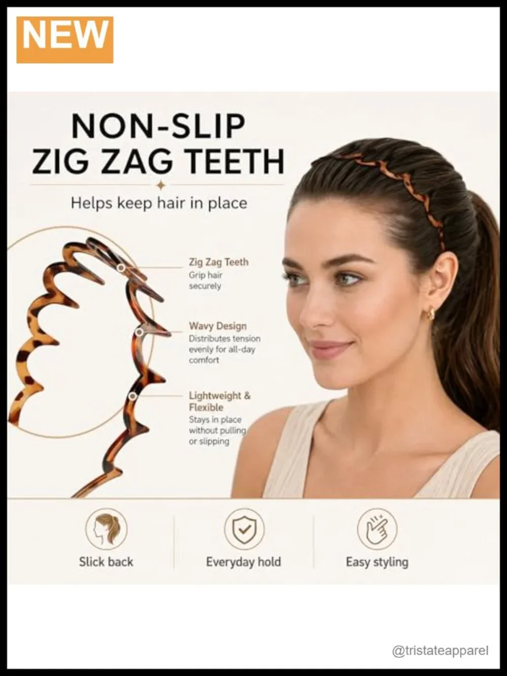 6 Pack Zig Zag Headbands for Women & Men, Non Slip Wavy Hair Bands with Soft
